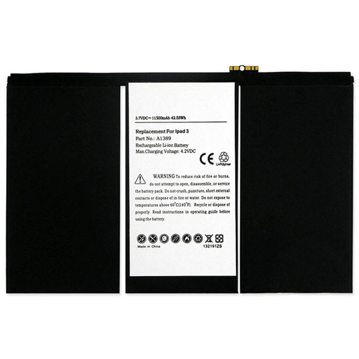 Reemplazo de batería de la tableta para Apple iPad 3 A1430 4G/Cellular Recambio de batería de la tableta Apple iPad 3 A1430 4G/Cellular